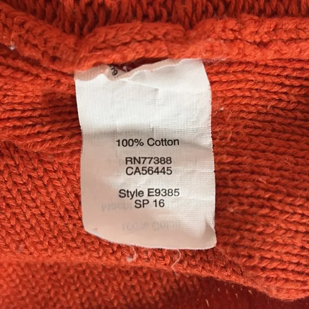 J. Crew Orange Cable Knit Sweater - Long SLV - 100% Cotton - Women’s Size Small